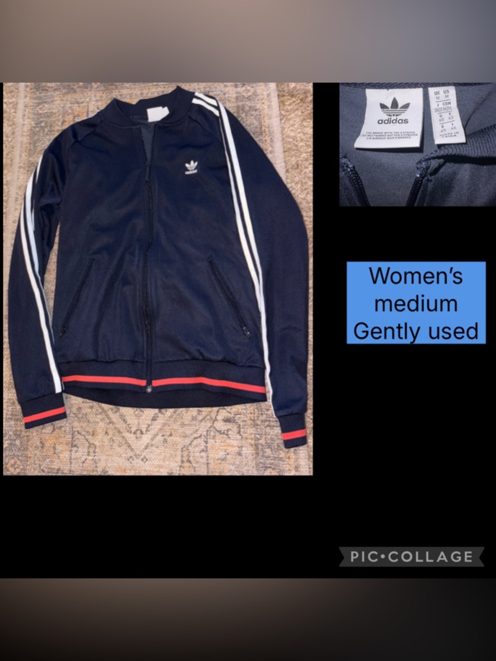 Adidas women’s zip up jacket size medium
